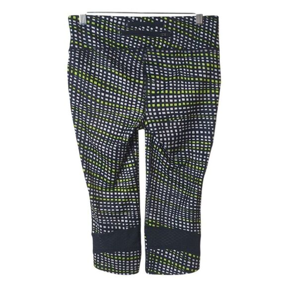 Under Armour Womens Capri Leggings M Blk/Wht/Y HeatGear Workout Athletic Runner - Picture 3 of 9